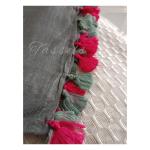 Grey & dark pink pure linen saree