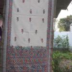 Linen Dupatta (White & Red Multi Colour)