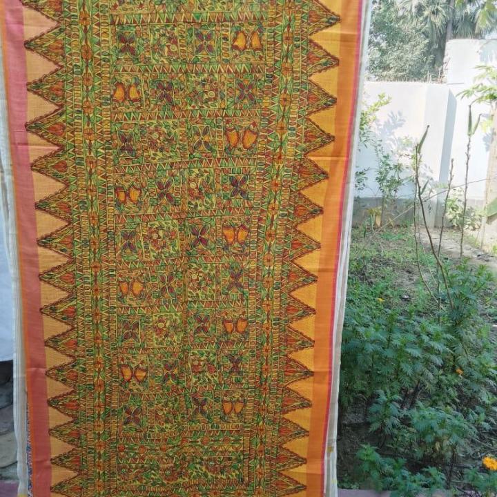 Linen Dupatta (Yellow& Blue)