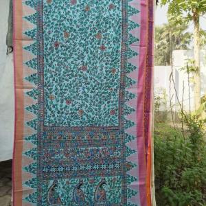 Linen Dupatta (Blue – Full Jaal)