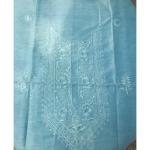 Seafoam Blue Linen Silk Kurta with Self-Coloured Embroidery