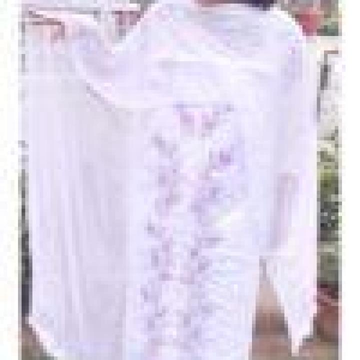 Hand-Embroidered Pure Cotton Suit with Laced Chiffon Dupatta