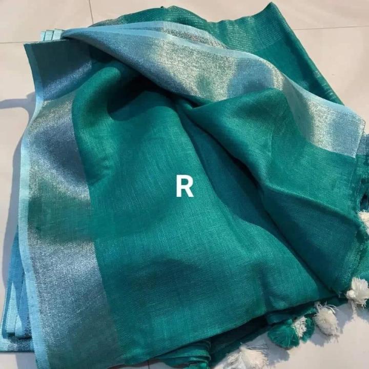 Jade Green Handloom Linen Saree