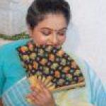 Linen saree in Blue & Yellow