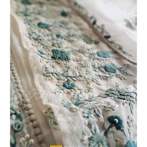 Parsi French knot Hand embroidery Greengrey Suit