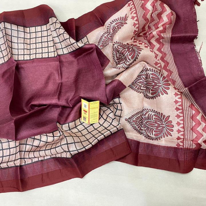 Tussar Wine Colour Dupatta