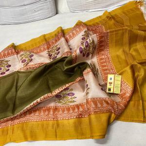 Tussar Dupatta Gold & Green
