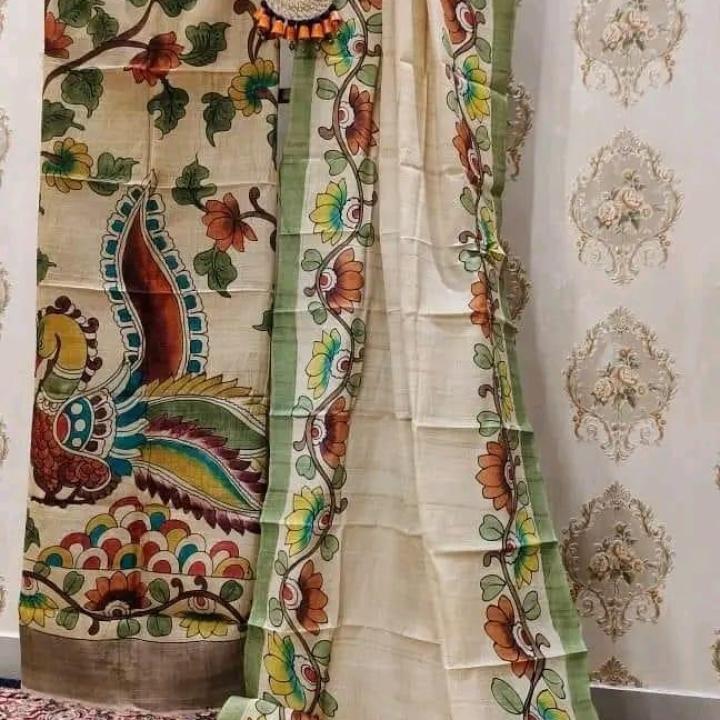 Two Piece Suit Tussar Silk (Green & Offwhte)