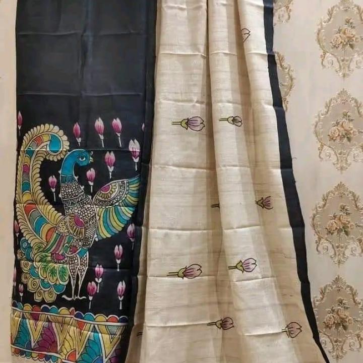 Two Piece Suit Tussar Silk (Black, & Off white)