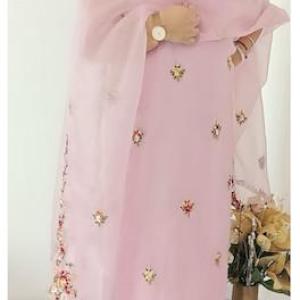 Parsi French knot Hand embroider Multi pink Suit