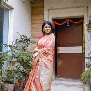 Peach Tissue Saree