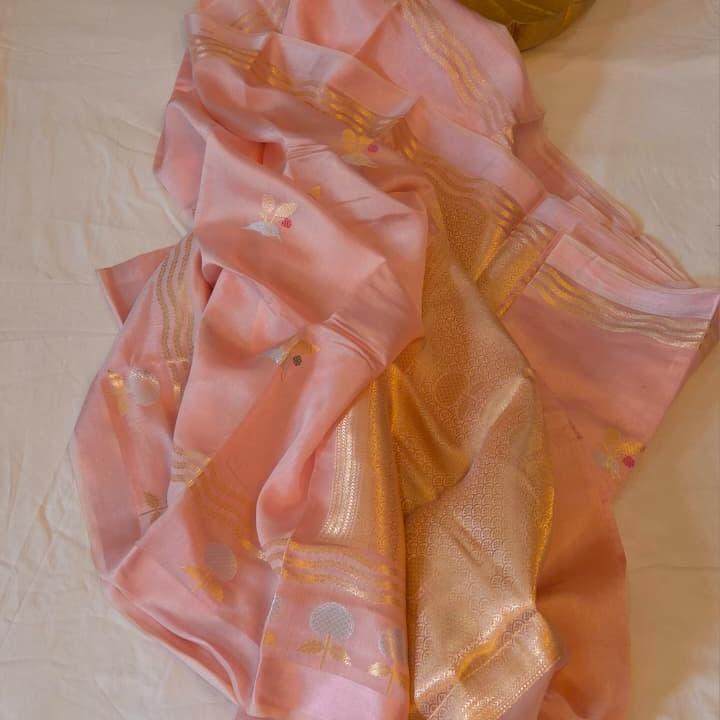 Pastel Pink Shade Mango Silk Saree
