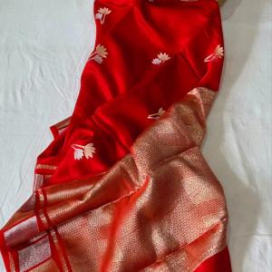 Tomato Red Shade Mango Silk Saree